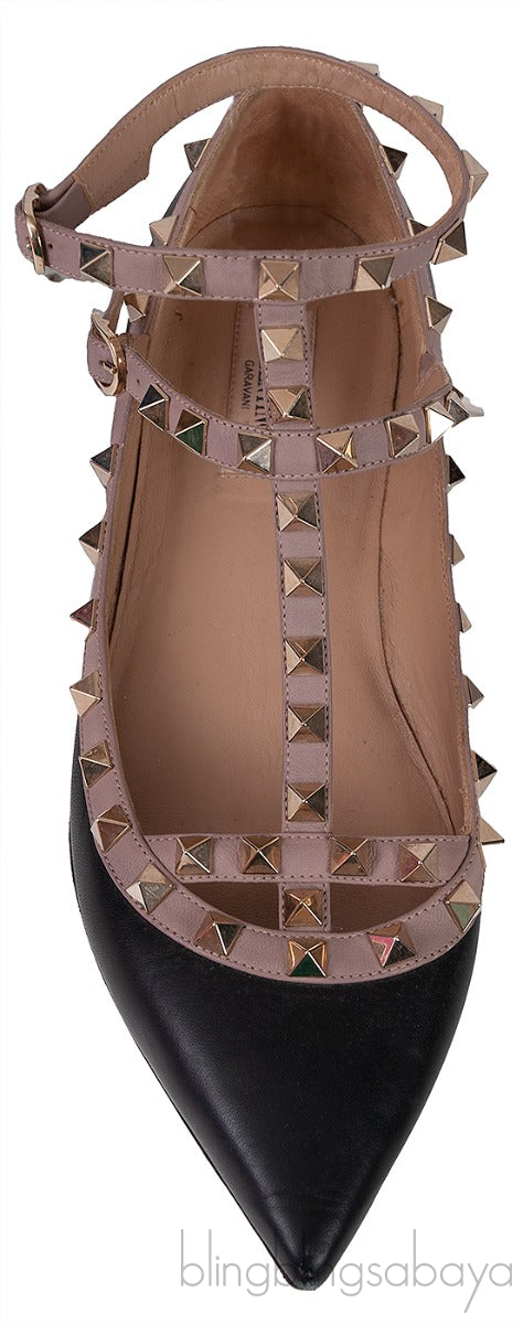 Black Matte Rockstud Flat Ballerina