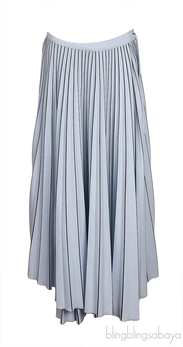 Light Blue Knitted Top & Pleated Wrap Skirt