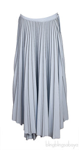 Light Blue Knitted Top & Pleated Wrap Skirt