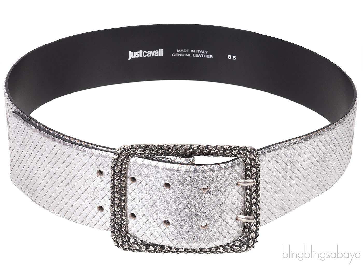 Silver Snake Effect Wide Belt