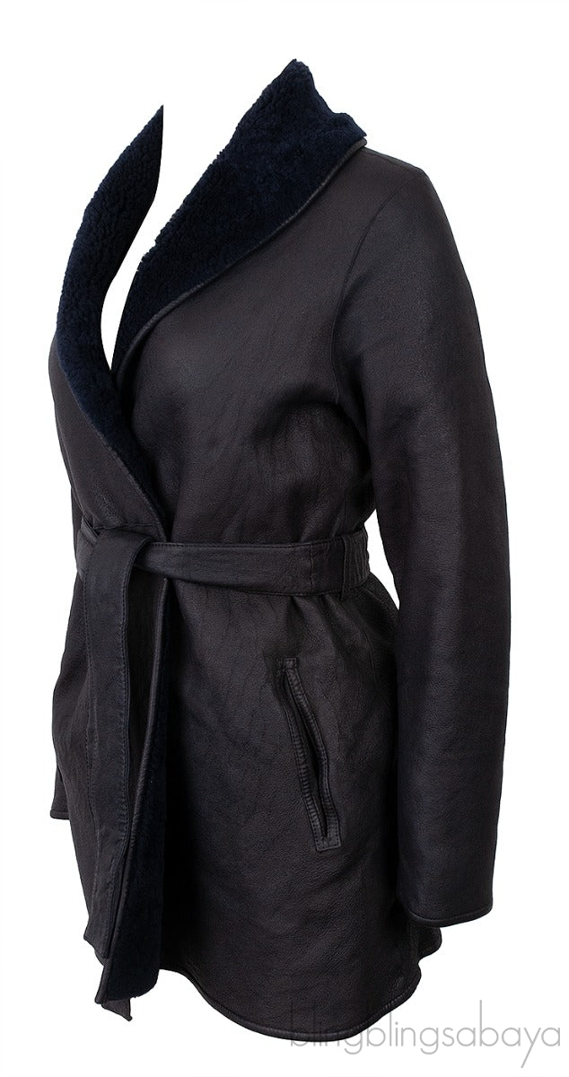 Reversible Black Open Front Leather Jacket