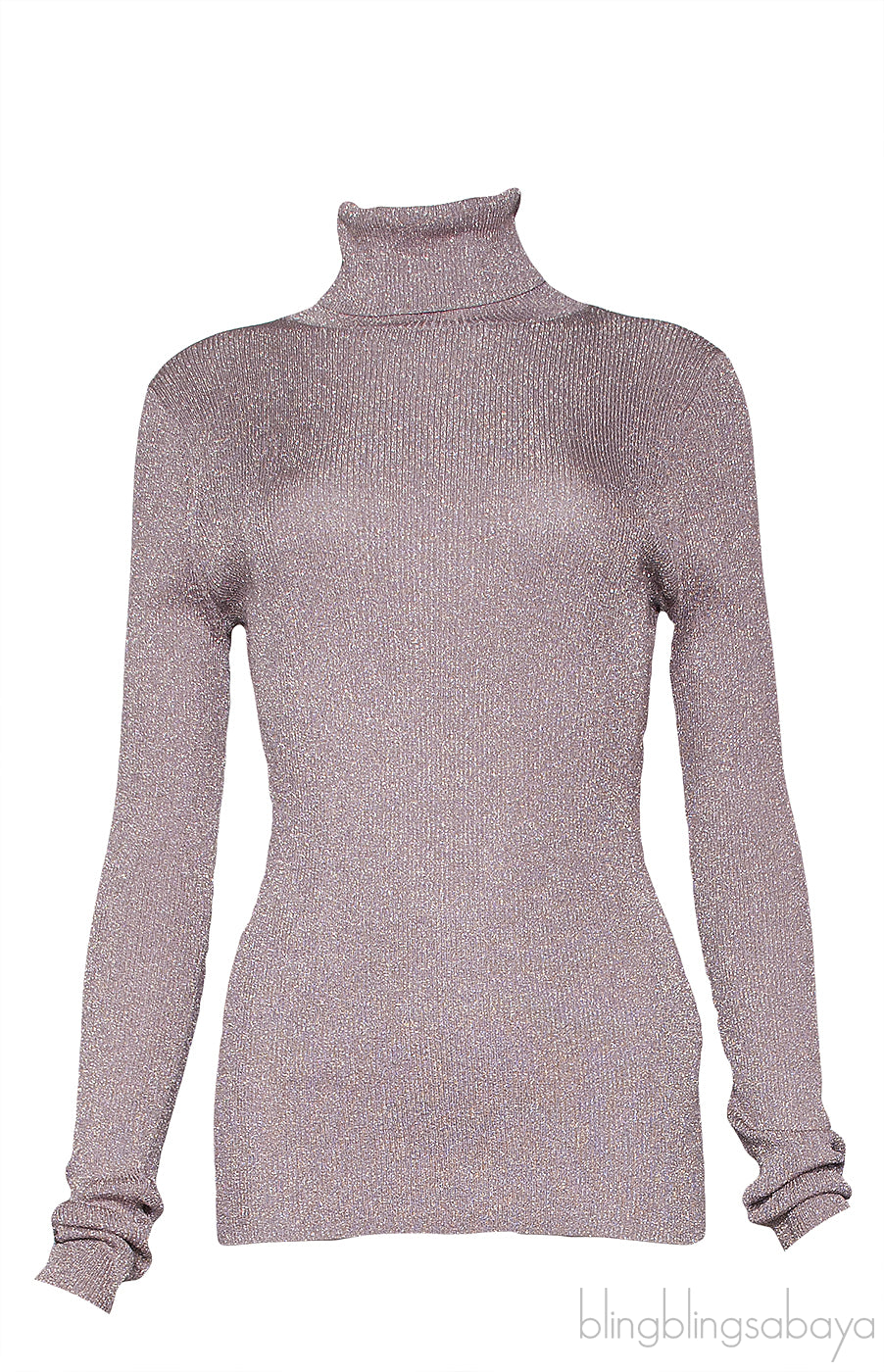 Rose Gold Metallic Turtleneck Sweatshirt