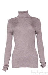 Rose Gold Metallic Turtleneck Sweatshirt