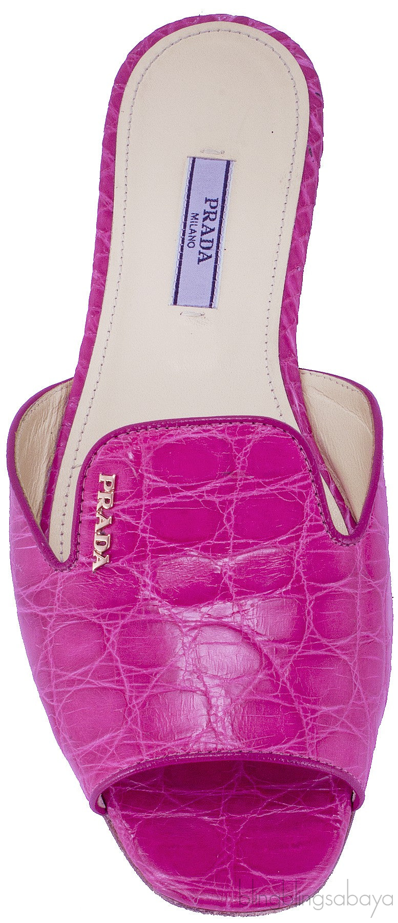 Fuchsia Croc Print Open Toe Slide