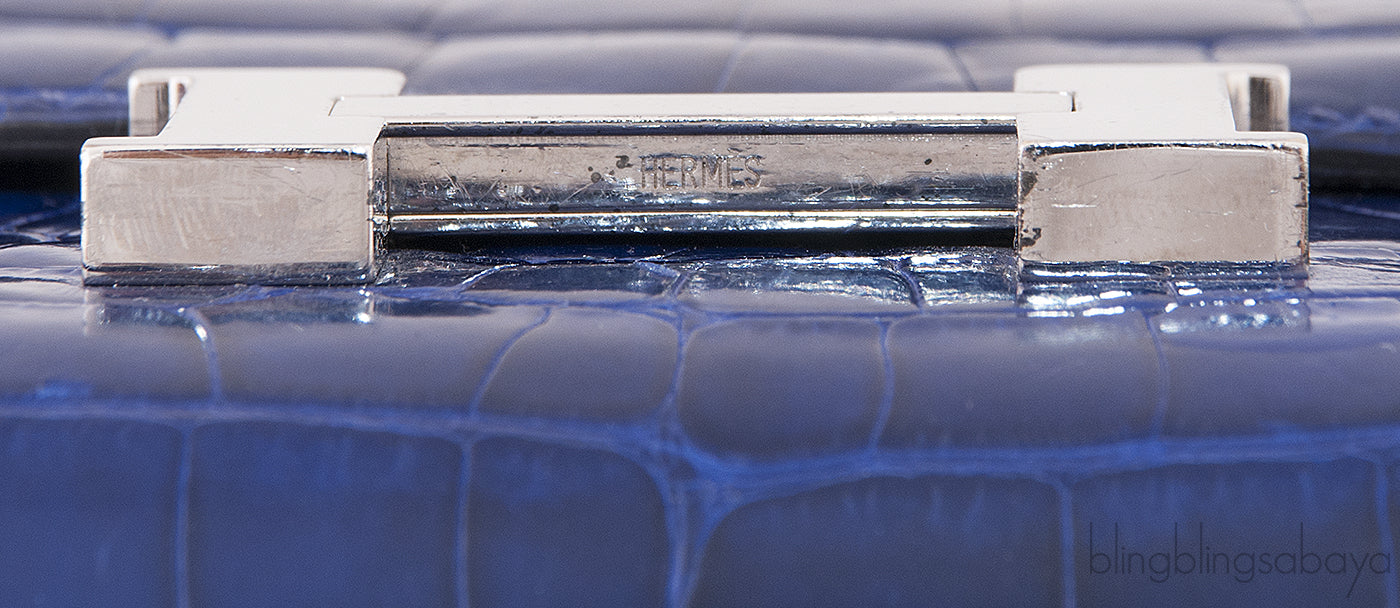 Constance Bleu Electrique Croc Wallet
