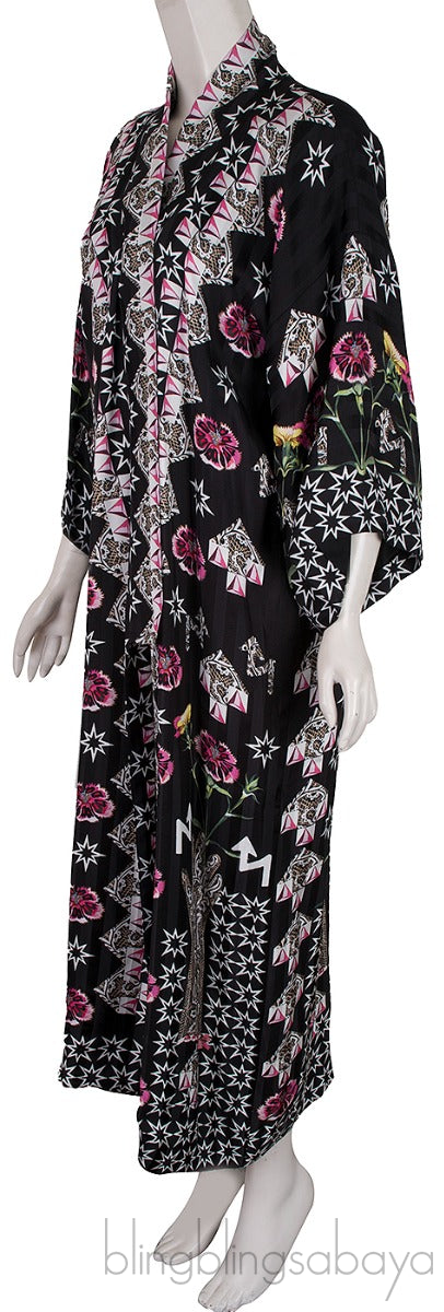 Flux Printed Black Kimono
