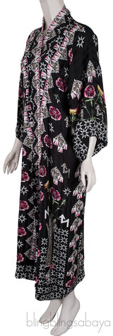 Flux Printed Black Kimono