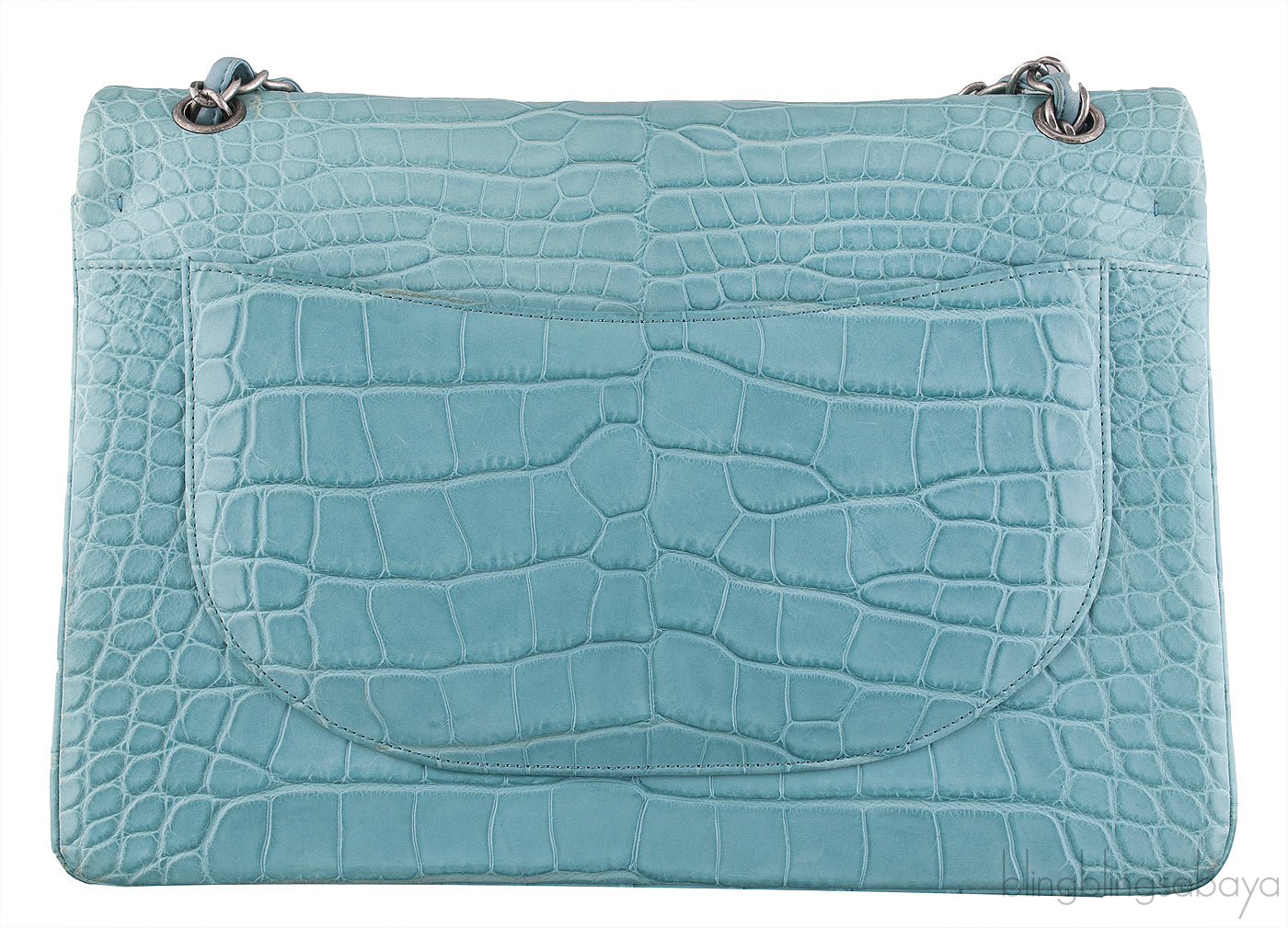 Turquoise Maxi Crocodile Flap Bag