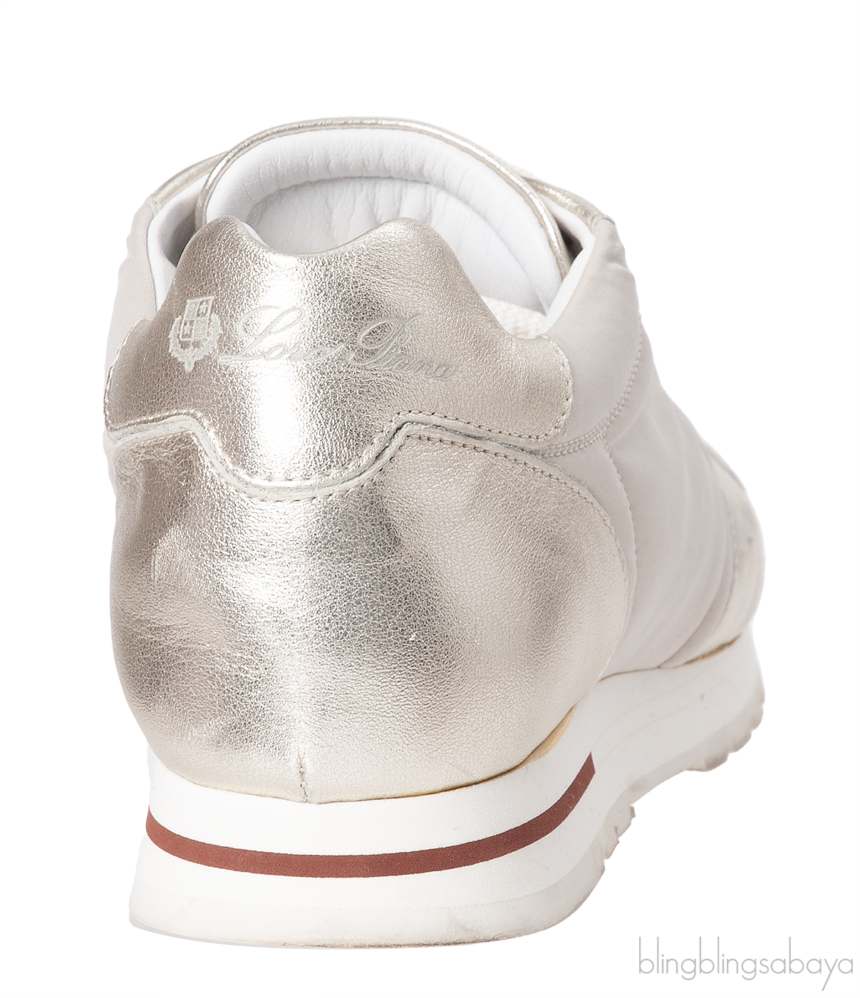 Loro Piana My Wind Beige Nylon and Gold Leather Sneakers