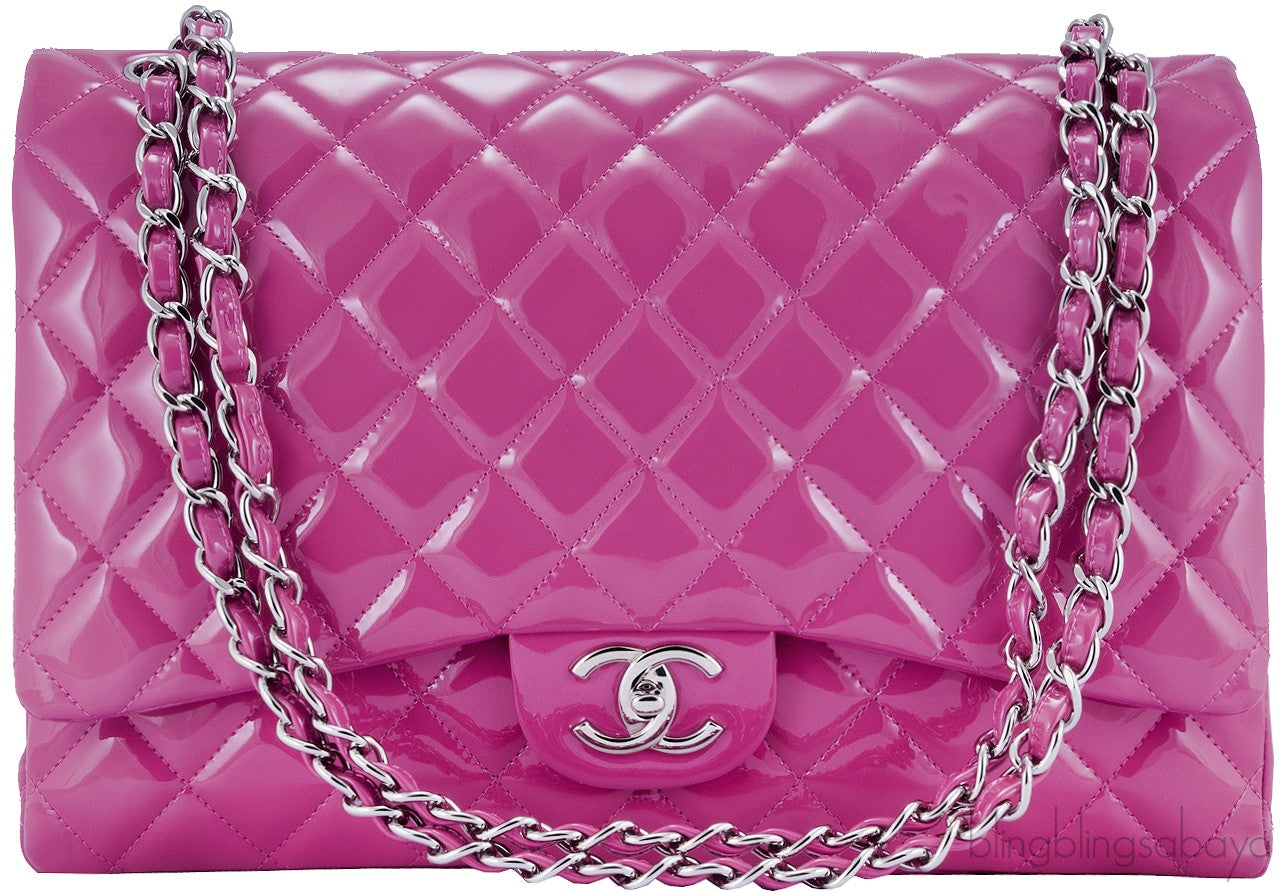 Fuchsia Quilted Maxi Flap Bag
