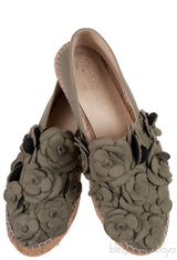 Army Green Camellia Canvas Espadrille