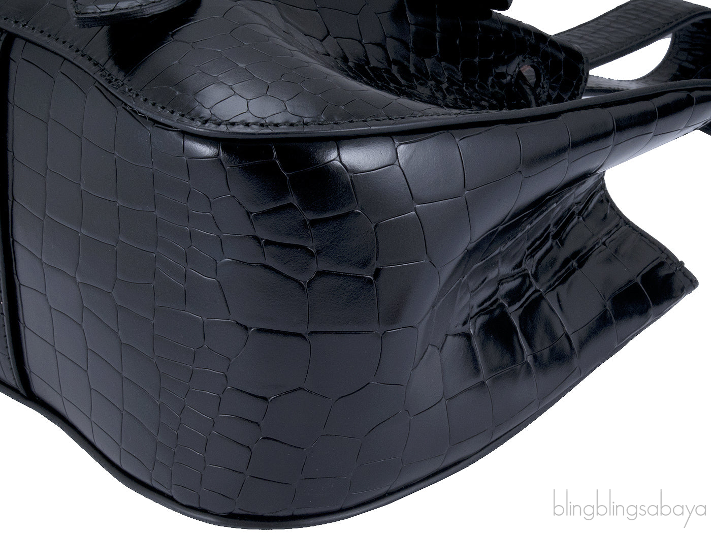 Azzedine Black Faux Croc Mini Bag
