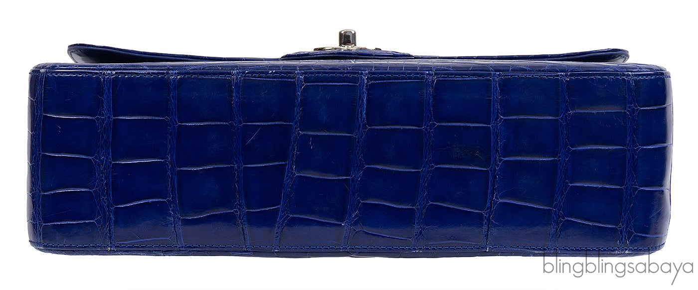Chanel Classic Blue Crocodile Jumbo Flap Bag