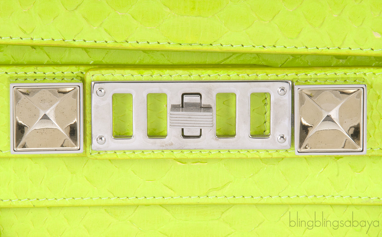 Neon Green Python PS11 Shoulder Bag