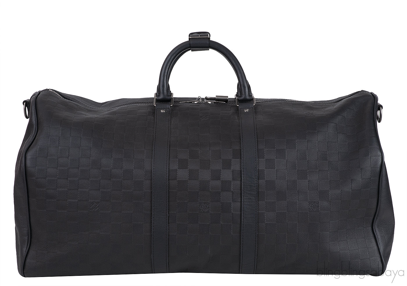 Louis Vuitton Black Damier Infini Leather Keepall Bandouliere 55 Bag