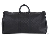 Louis Vuitton Black Damier Infini Leather Keepall Bandouliere 55 Bag