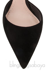 Black Suede Pointed Slingback Sandals