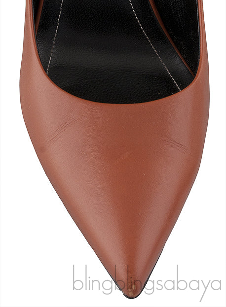 Brown Pointed Toe Braided Heels
