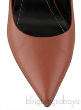Brown Pointed Toe Braided Heels