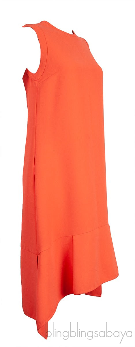 Orange Sleeveless Asymmetric Hem Midi Dress