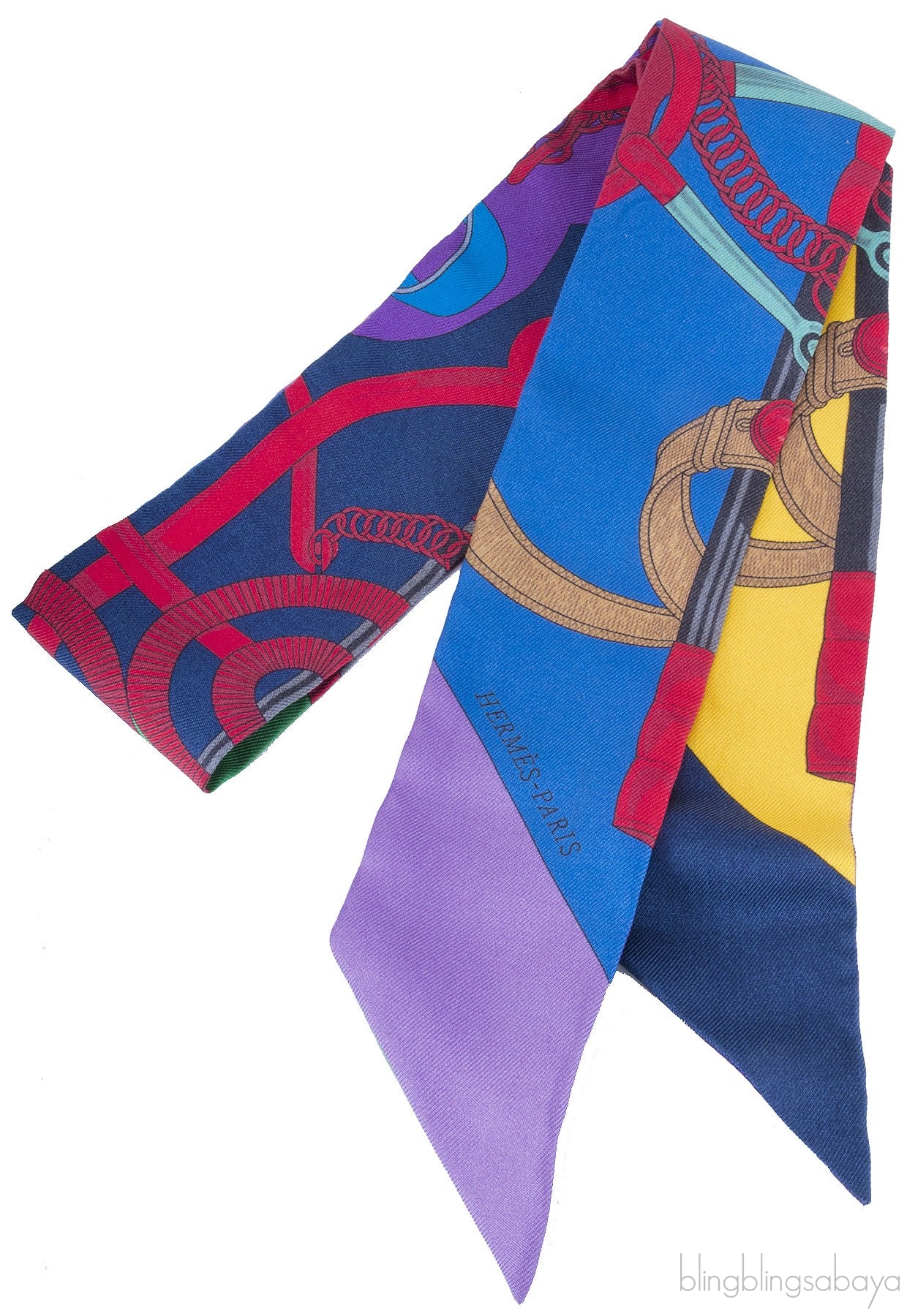 Purple Multi-color Printed Twilly