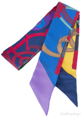 Purple Multi-color Printed Twilly