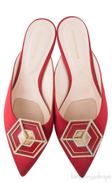 Red Satin Eden Mirror Flat Mule