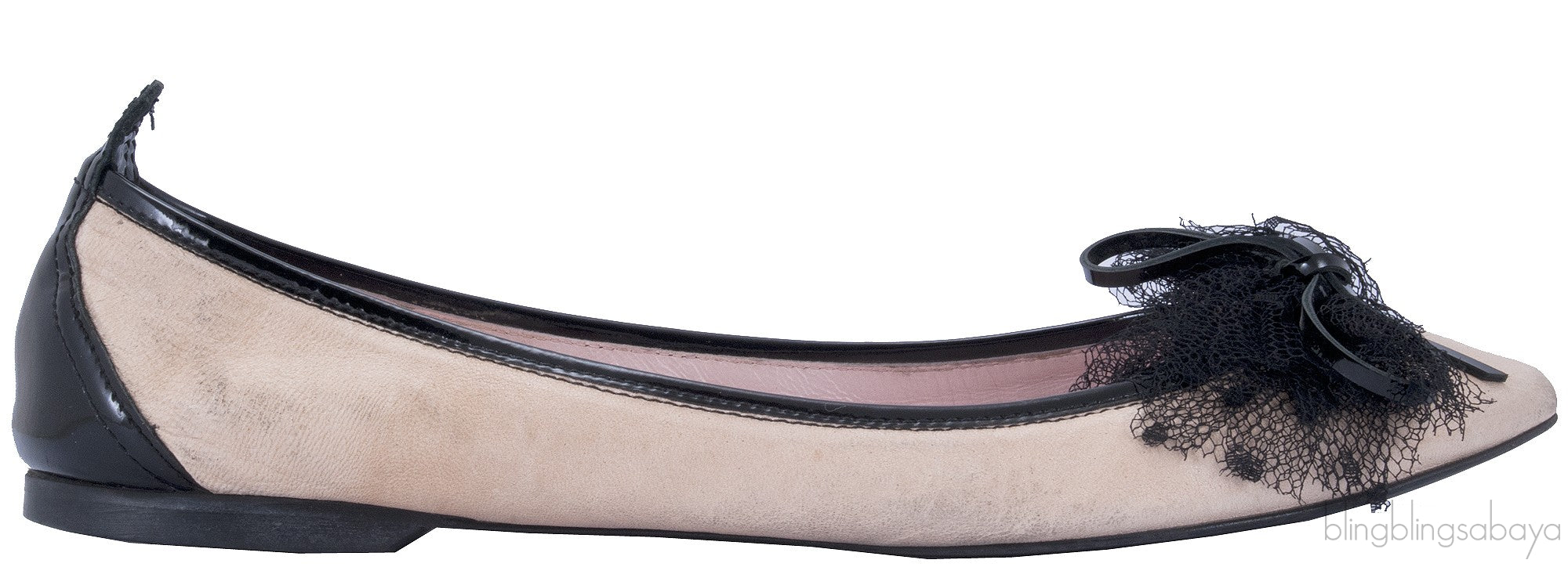 Beige Lace Bow Ballet Flat