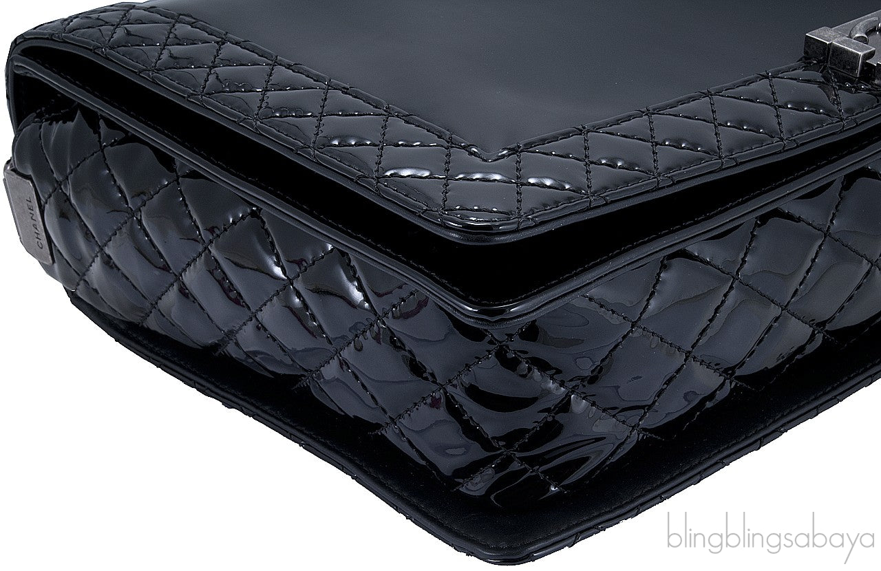 Black Patent XL Le Boy Shoulder Bag