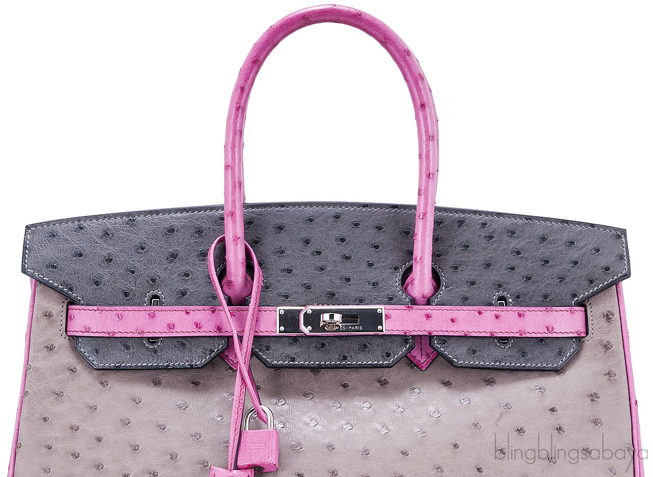 Birkin 35 Tri-Color Ostrich PHW