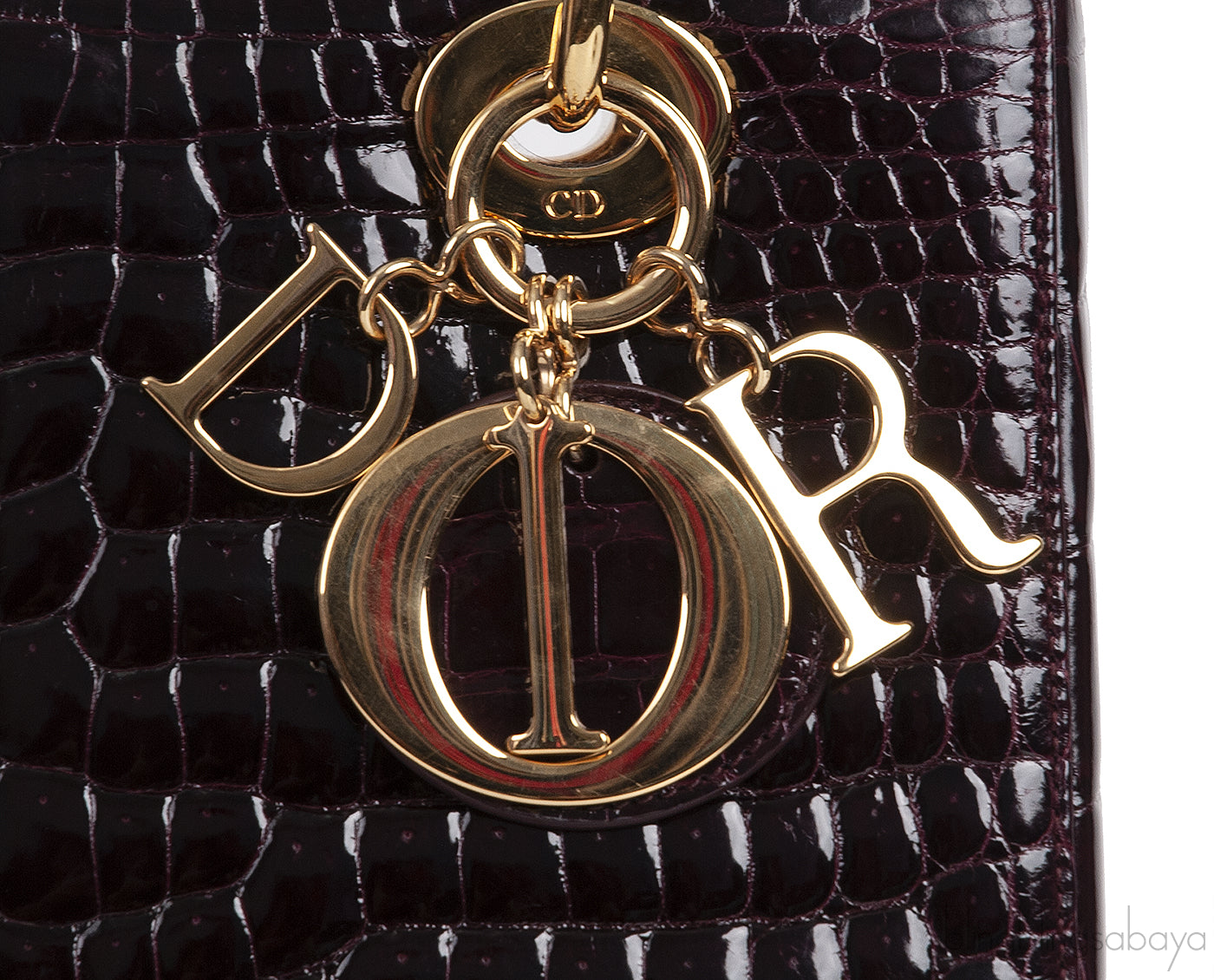 Lady Dior Medium Amethyst Porosus Crocodile GHW
