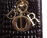 Lady Dior Medium Amethyst Porosus Crocodile GHW