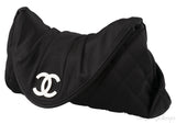 Black Quilted Satin Halfmoon Clutch