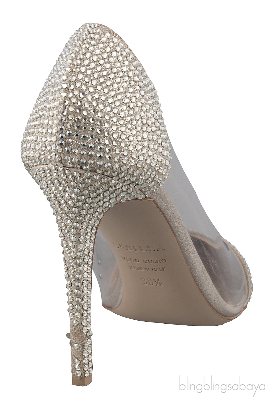 PVC Light Gold Crystal Heels