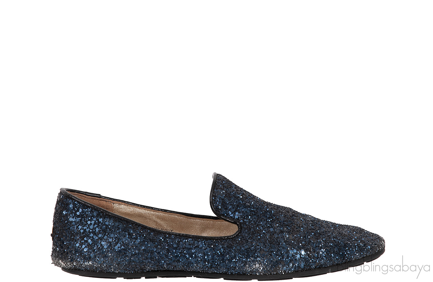 Dark Blue Glittery Flat Shoes