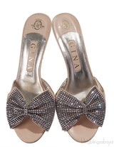 Gina Beige Bow Crystal Vamp Sandals