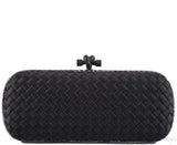Black Intrecciato Snake Trim Clutch