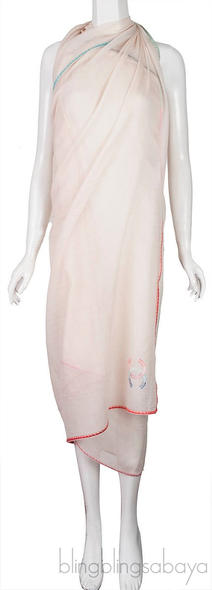 Beige Multicolor Trim CC Shawl
