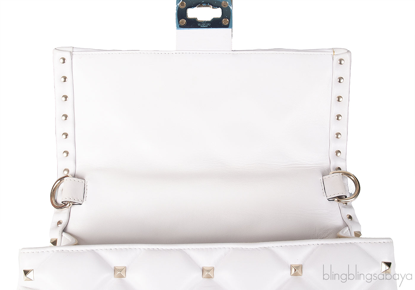 White Candystud Printed Top Handle Bag