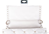 White Candystud Printed Top Handle Bag