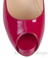 Raspberry Patent Peep Toe Heels