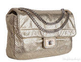 Metallic Gold Perforated Drill Flap Bag