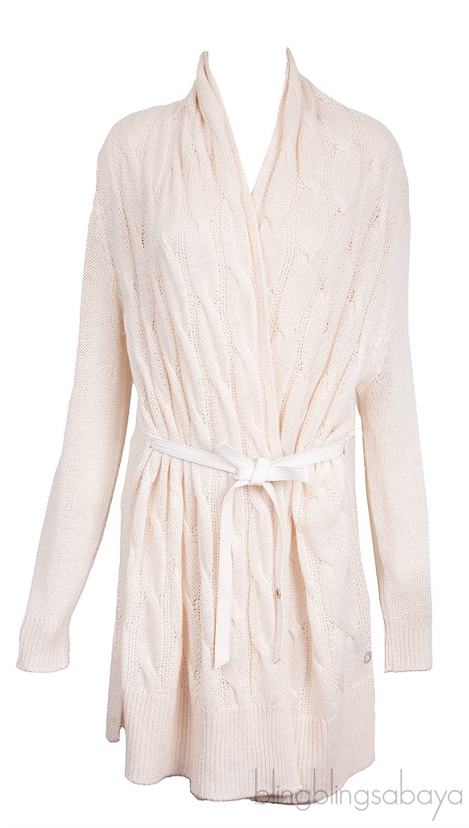 Cable Knit Belted Long Sleeve Cardigan