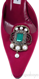 Red Eufra Mid Heel Sandals