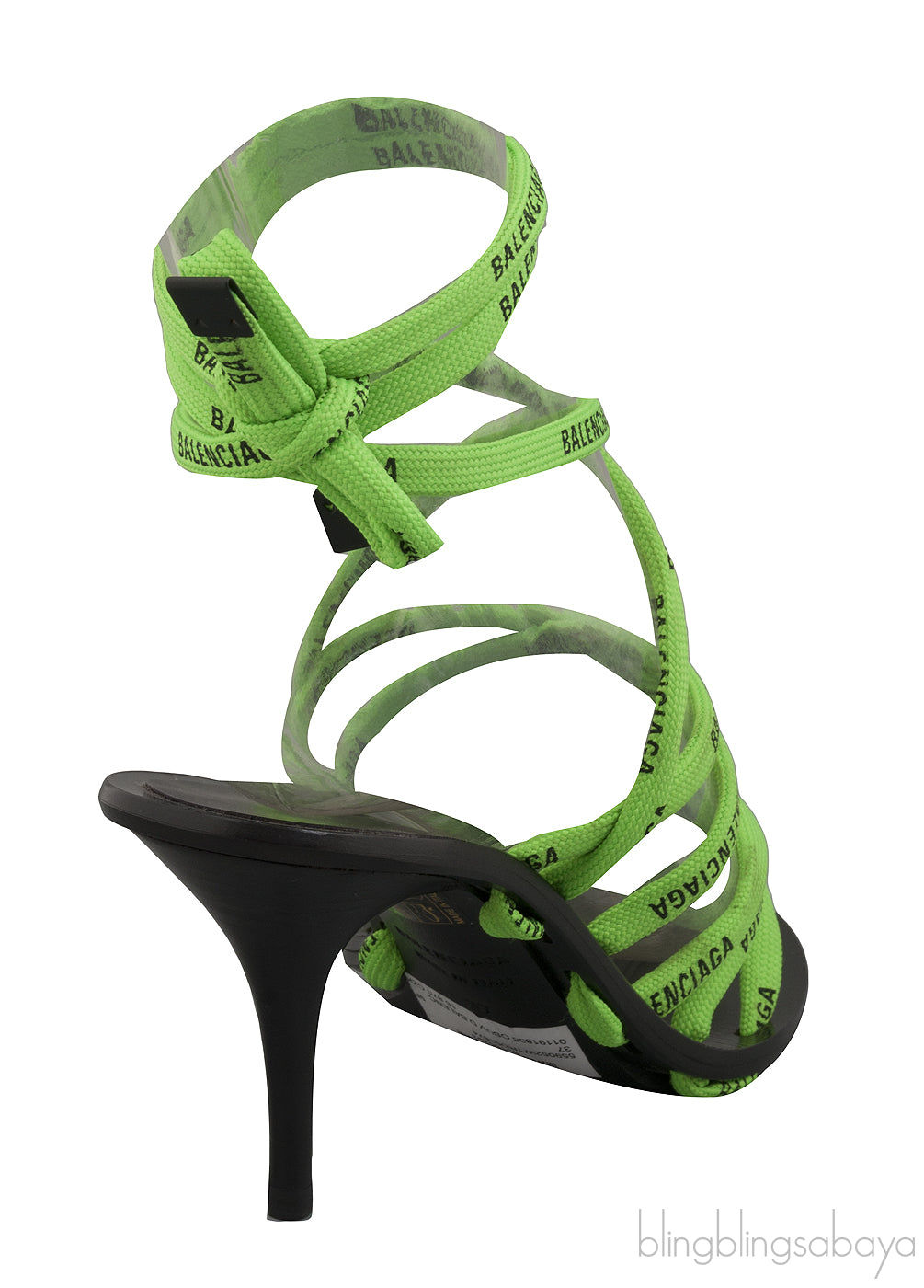 Green Logo Lace Up Heels