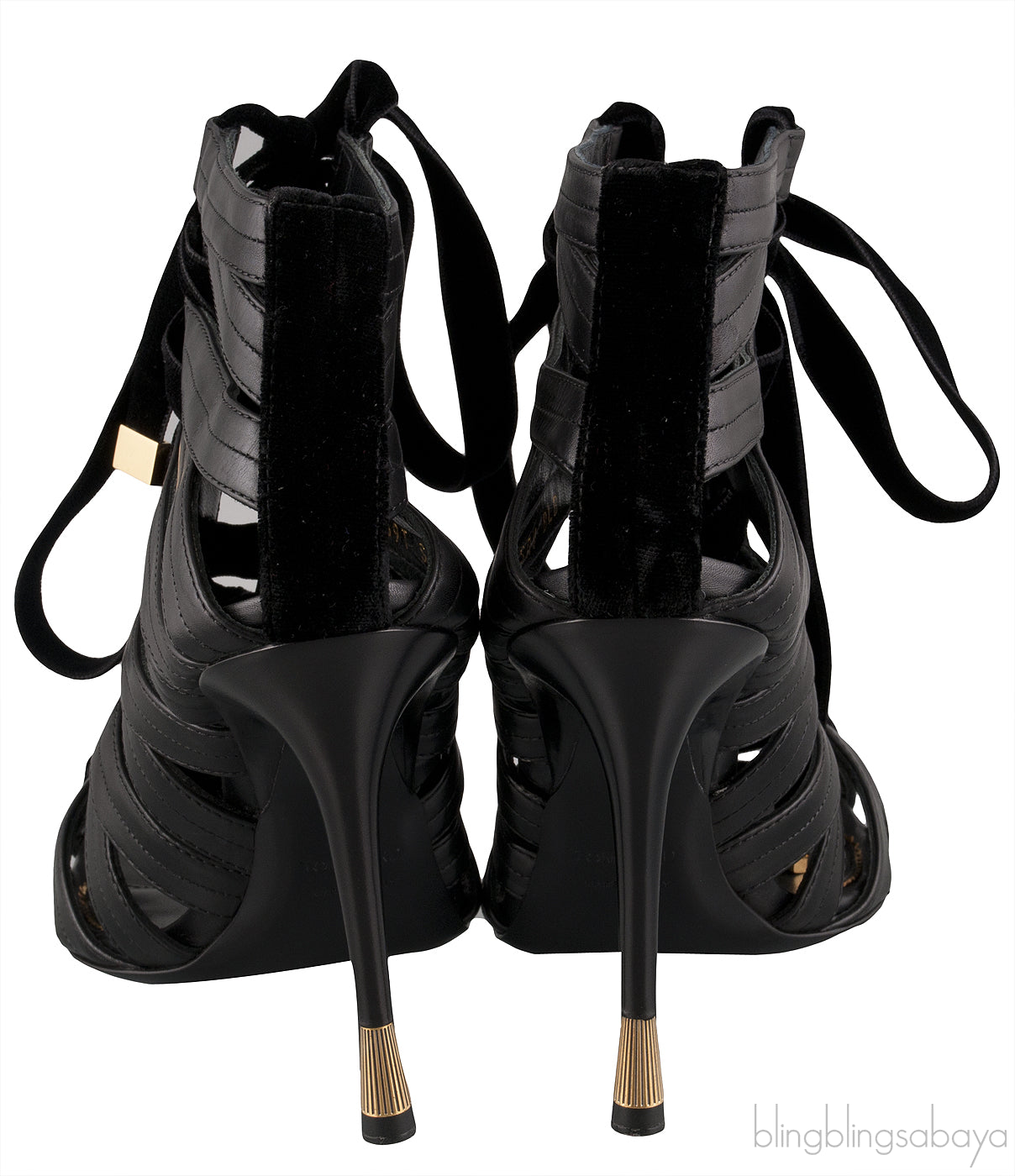 Black Strappy Peep Toe Sandals