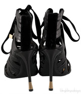 Black Strappy Peep Toe Sandals