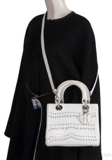 Christian Dior Lady Dior White Printed Crocodile Medium Bag