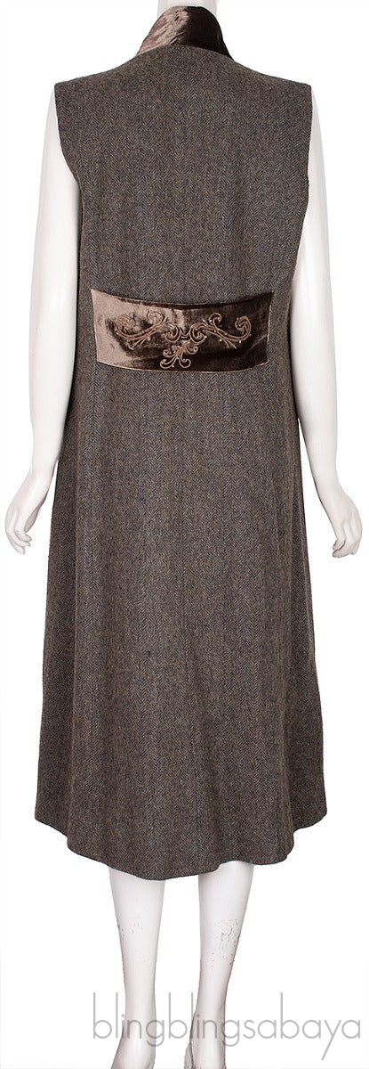 Grey Sleeveless Combi Cardigan