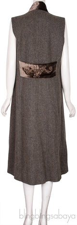Grey Sleeveless Combi Cardigan